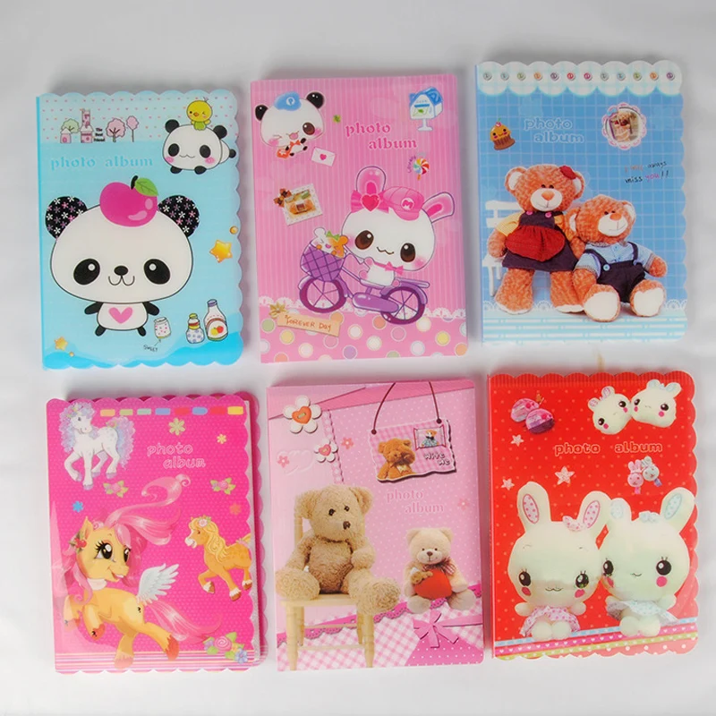 

3pcs/lot Colorful Mini Cartoon Baby Child Photo Album Bag Can Put 7 Inch 36 Sheets Photos Children Birthday Party Small Gift