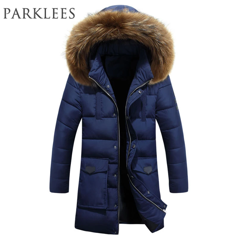 New Trend Navy Blue Parka Men Doudoune Homme Hiver 2017
