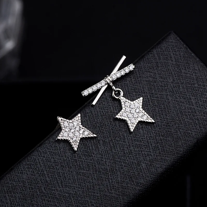 

Jewelry & Accessories Fashion Jewelry Stud Earrings,S925 silver zircon pentagram earrings