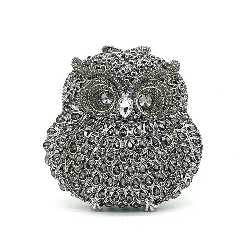 Fashion design clutch women evening party bag diamonds owl bird shape crystal purses bridal wedding party crystal clutches 