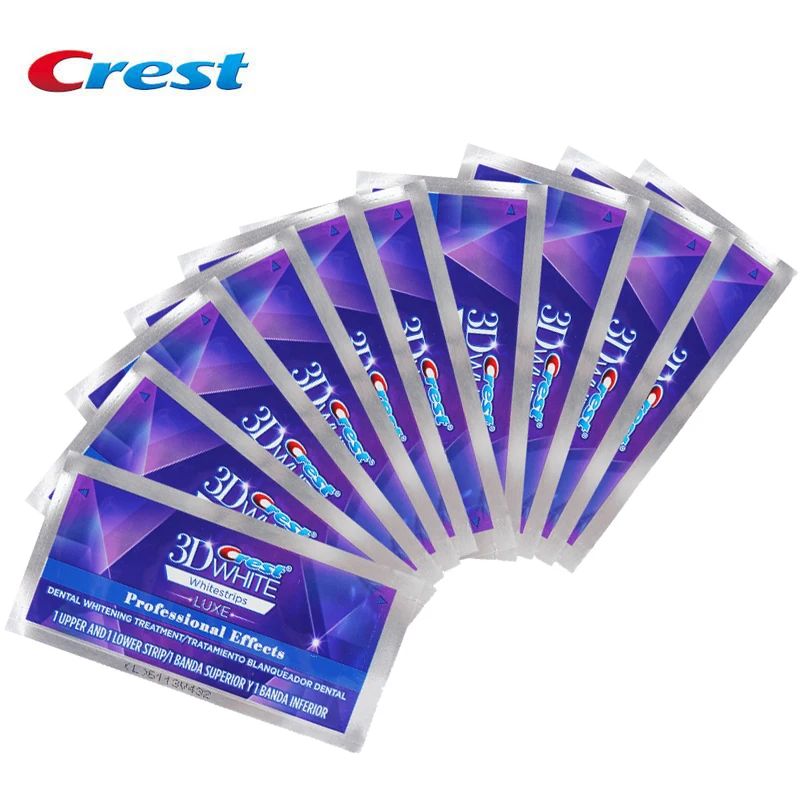 Без коробок Crest 3D White LUXE Whitestrips отбеливание зубов 10 мешков (20 полос) - изображение