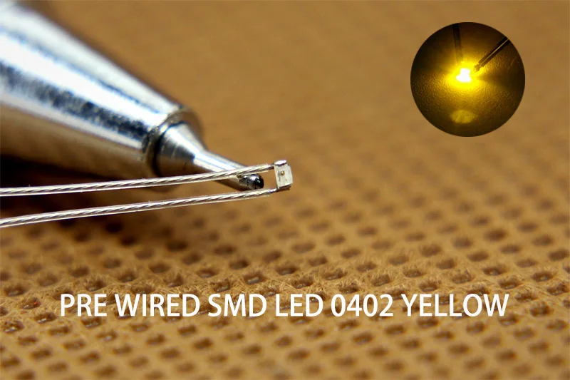 0402 SMD Led 20 шт предварительно припаянные micro litz Проводные провода красный желтый зеленый синий оранжевый T0402 - Цвет: Yellow