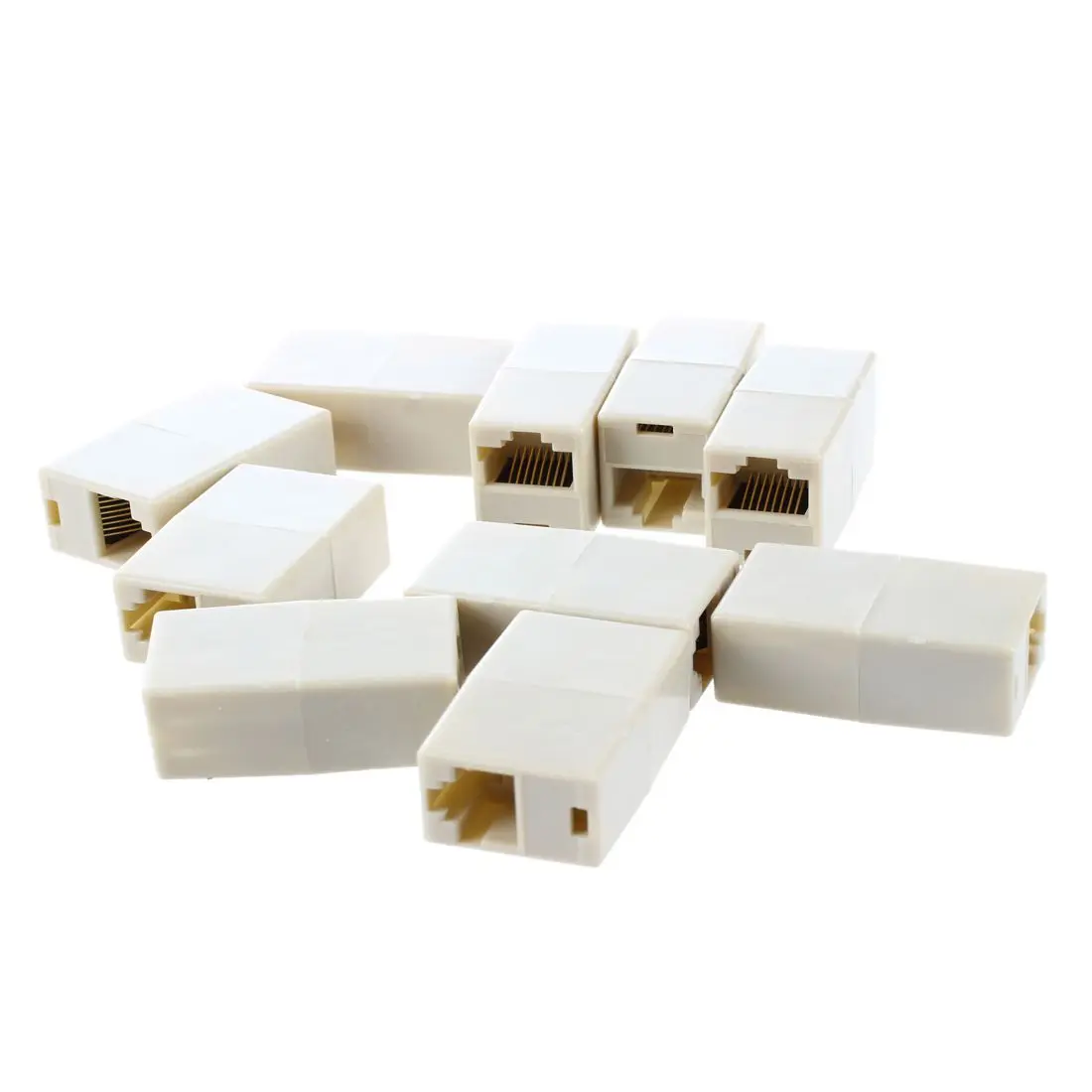 10 Pcs RJ45 8P8C Double Ports Female Plug Telephone Adapter Connector