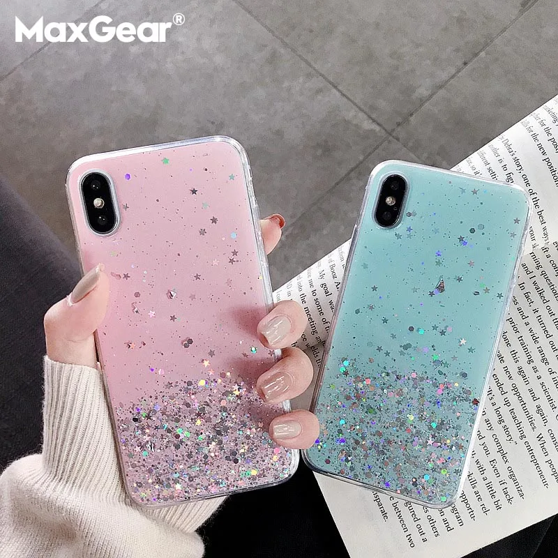 

Glitter Star Silicone Case For Huawei P10 P20 Lite P30 Pro Nova 3 3i 4 Clear Cute Sequins Soft Cover For Honor 10 Lite V10 V20