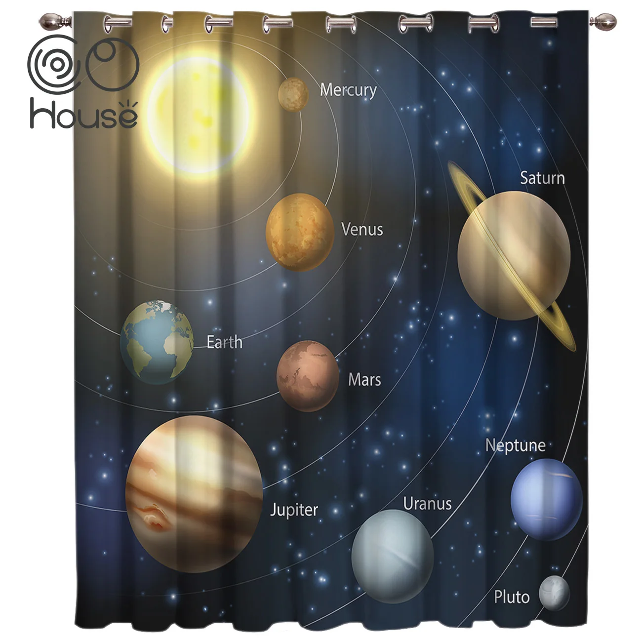 Us 14 31 10 Off Cocohouse Solar System Planet Around The Sun Rotating Label Curtain Rod Decor Bedroom Kitchen Outdoor Fabric Curtain Panels In