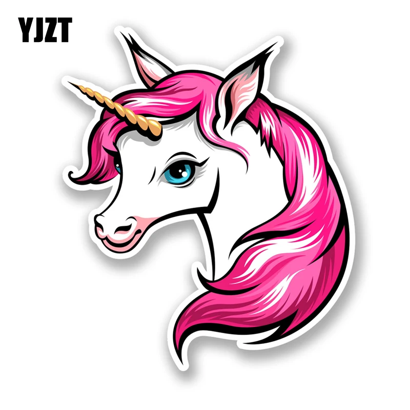 

YJZT 12.3CM14.5CM Interesting Unicorn Lovely Cartoon Horse PVC Car High Quality Sticker Decoration Graphic C1-5041