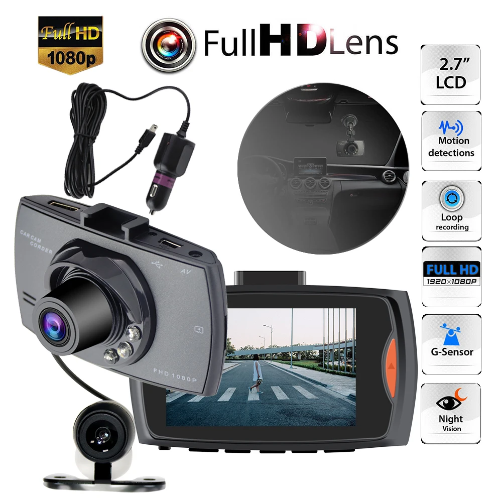 Car DVR Camera Dash Cam Recorder G30 Full HD 1080P Dual Lens 2.7 inch Night Vision G Sensor Loop
