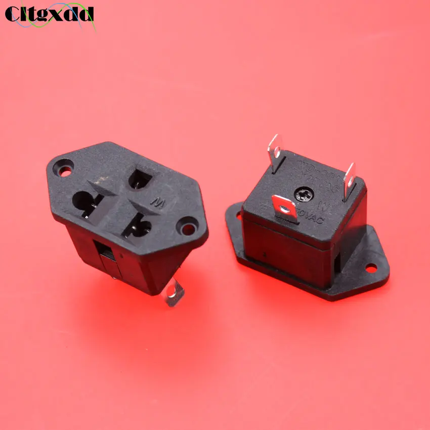 

cltgxdd 10A Panel Mount US Outlet Power Socket Electrical Socket female industrial Socket plug power connector Black AC 250V