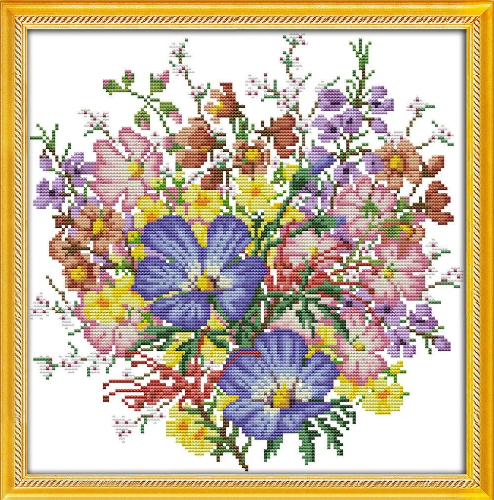 

New arrival Wild Bouquet 2 DMC Counted Chinese Cross Stitch Kits Printed Cross-Stitch Set Embroidery Needlework
