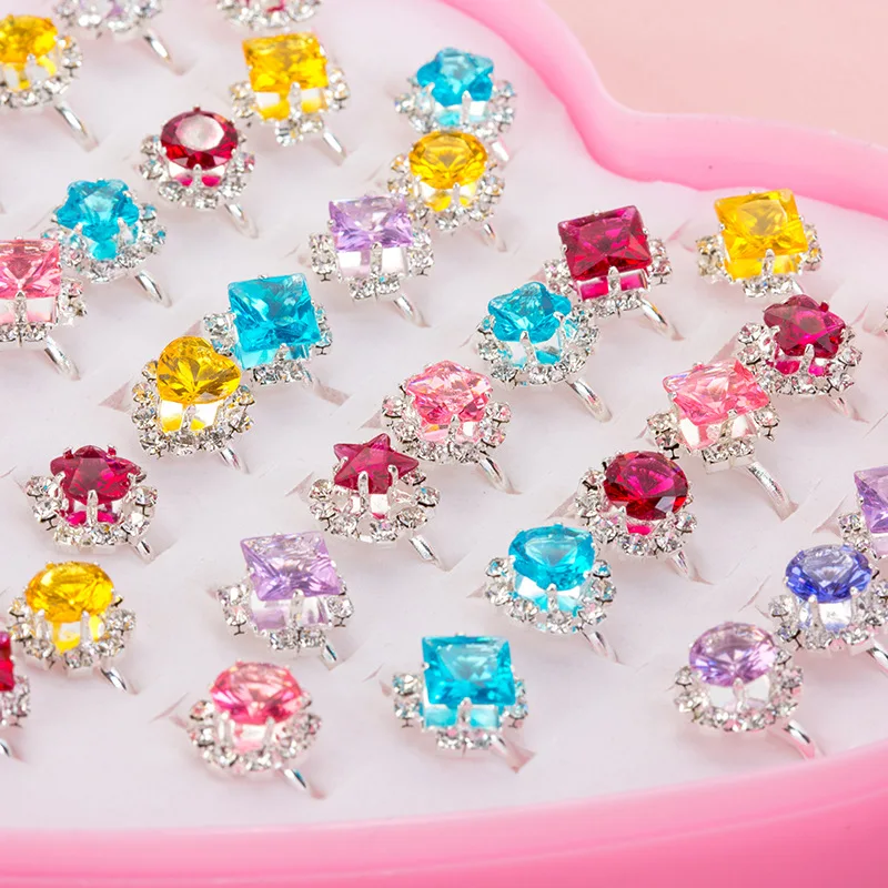 

Toys for girls Kids makeup 36Pcs Rings For Girls Children's Toy Birthday Party Gifts Princess Cosplay Toys gemstone manufacture