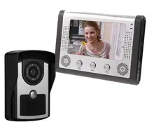 Freeshipping 7 pulgadas de Intercomunicación de Vídeo Portero Automático IR Cámara Impermeable Del Monitor Kit de Seguridad para el Hogar 12 Tipos De Timbre Suena Puerta I