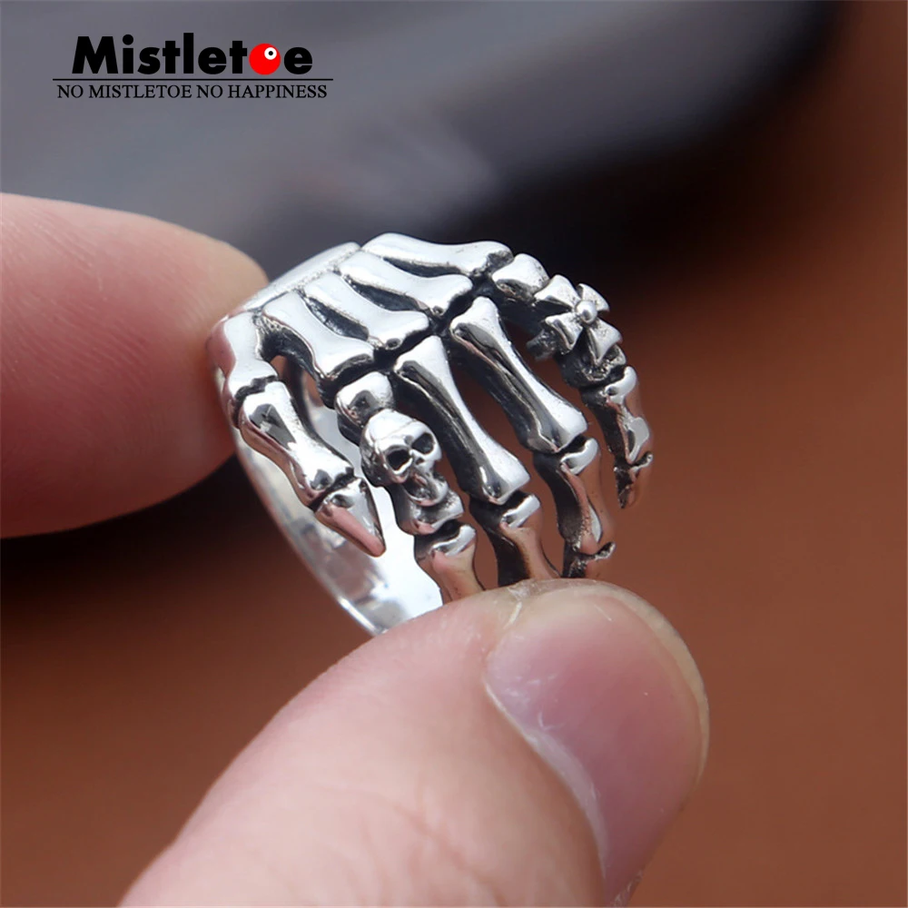 

Genuine 100% 925 Sterling Silver Vintage Punk Locomotive Skeleton Ring For Women Men Fashion Jewelry