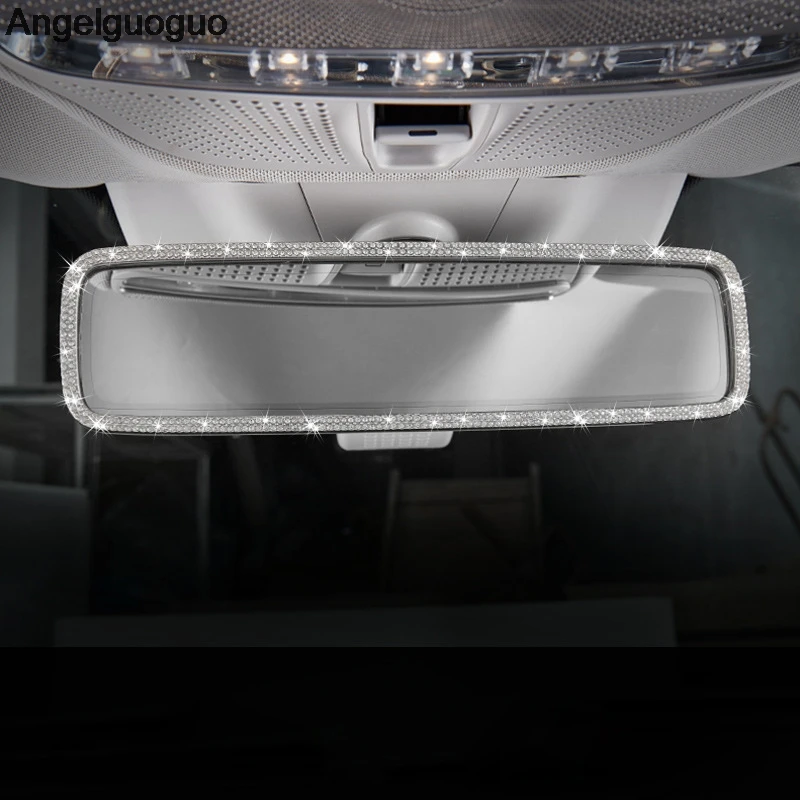 

Angelguoguo Car styling For Mercedes Benz E W213 class E200 E300l 2016-2018 Interior Rearview Mirror Decorative Frame Cover Trim