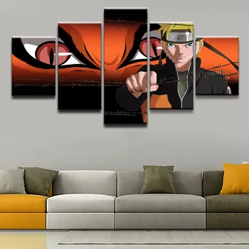 

Painting Living Room Decor 5 Panel Kurama Kyubi Naruto Uzumaki Poster Canvas Wall Art Frames Modular Printed Cuadros Pictures