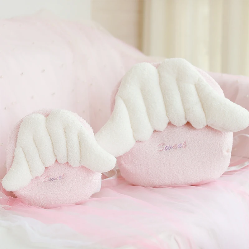 

22/33cm Cartoon anime pink angel wings plush backpack,pink wings plush shoulder bag,girl's cosmetic bag,girl's bag,holiday gift