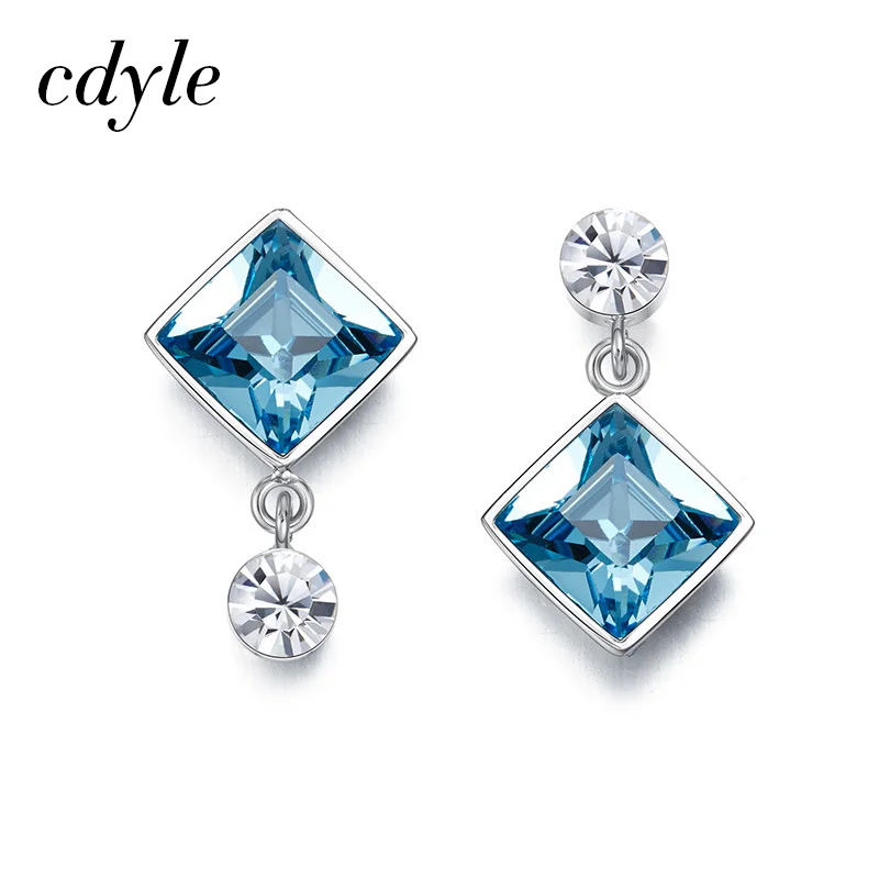 Cdyle женские серьги капли украшенные кристаллами роскошные золотые синие