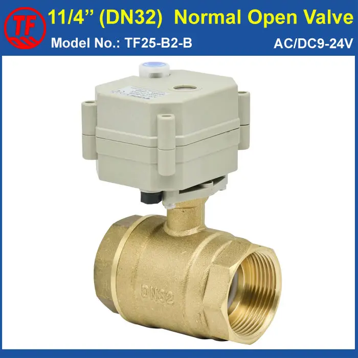 

AC/DC9-24V 2 Wires BSP/NPT 11/4'' Normal Open Electric Motorized Valve With Manual Override 29mm Bore 2 Way DN32 Quality High