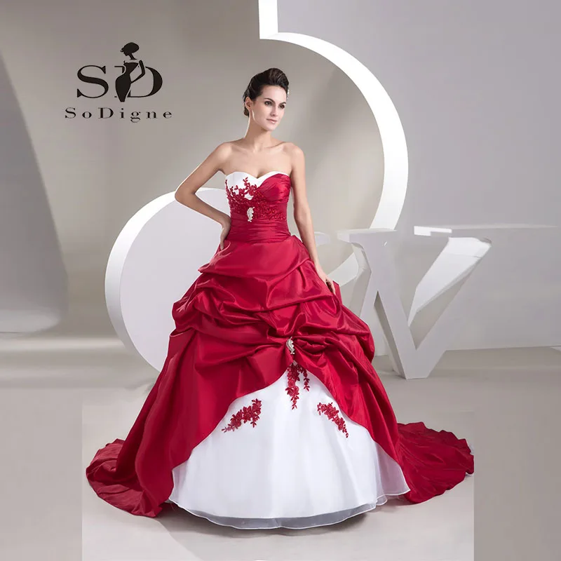 Свадебное платье SoDigne новейшее поступление кружева аппликация милый с рюшами Линия Vestido De Noiva свадебное платье с бисером - Цвет: Многоцветный