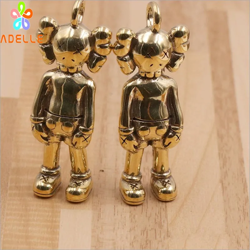 100% Твердый латунный винтажный оригинальный компаньон BEARBRICK набор на кольце для