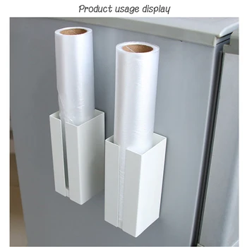 

White Kitchen Closet Wooden Organizer Storage Shelf with Magnet Plastic film Rubbish Bag Decorative Storage Box 6.2*6.2*14cm