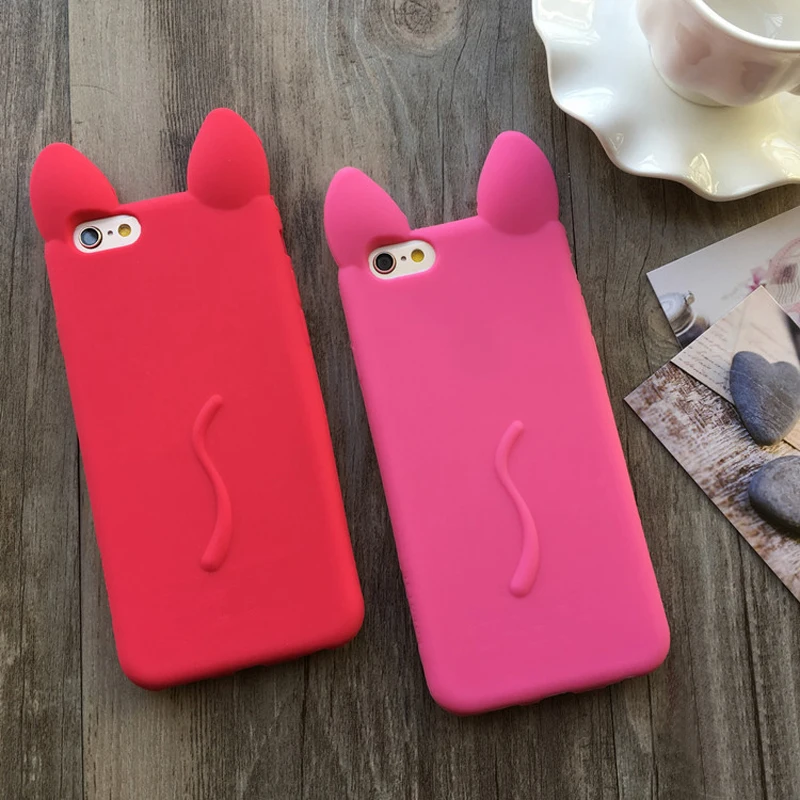 Мультфильм 3D kawaii милые кошачьи уши чехол Чехлы для Apple IPhone 4 4S ухо Мягкий