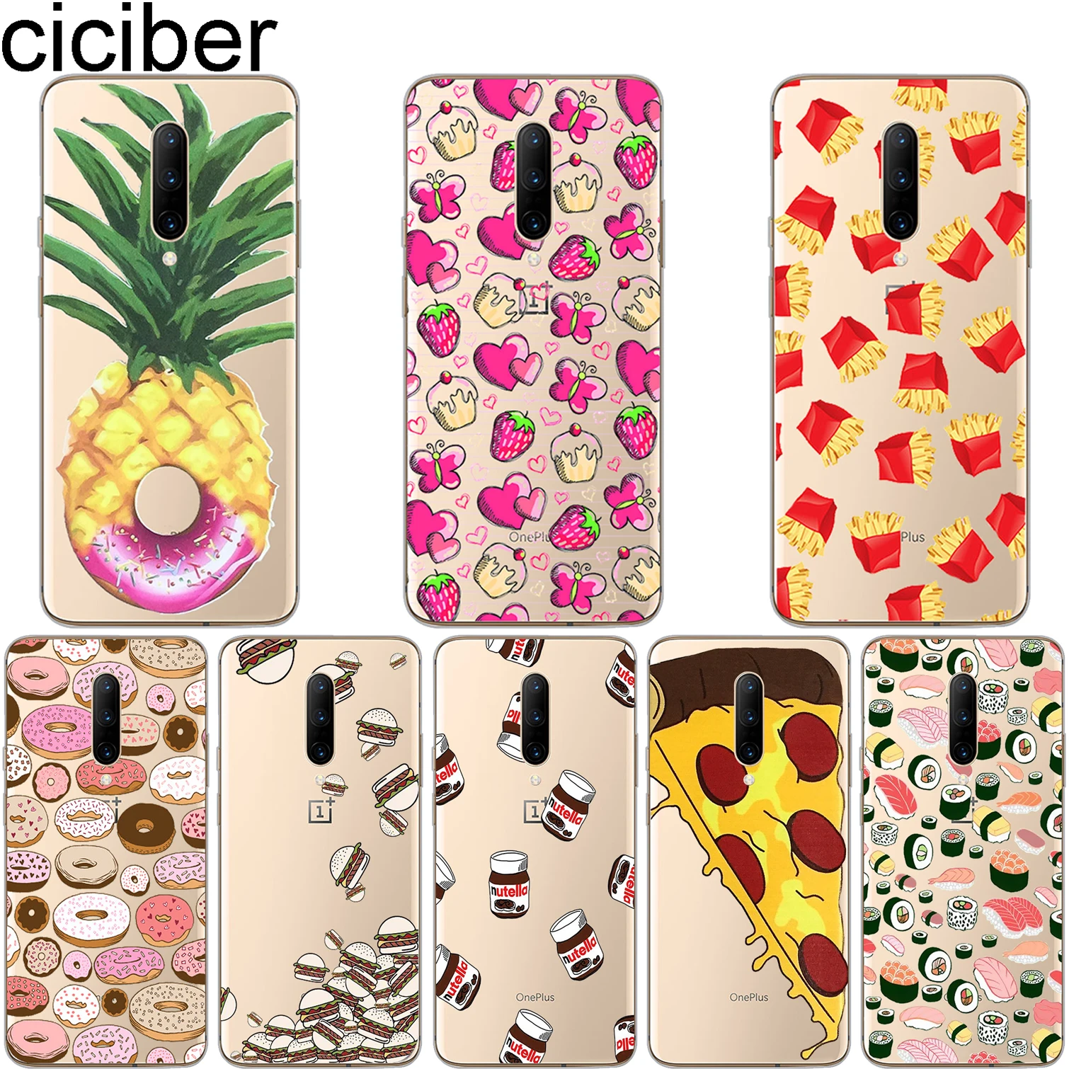 ciciber Cartoon funny food pizza Cover For Oneplus 7 Pro Phone Cases for 1+7 Fundas Capa Coque Soft TPU Capinha Shell |