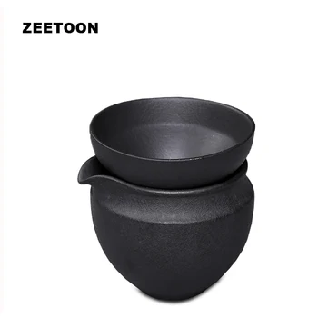 

200ml Fair Cup Volcanic Rock Coarse Pottery Kung Fu Tea Set Teacup Fair Mug Tea Sea Cha Hai with Tea Strainer Creative Ornament