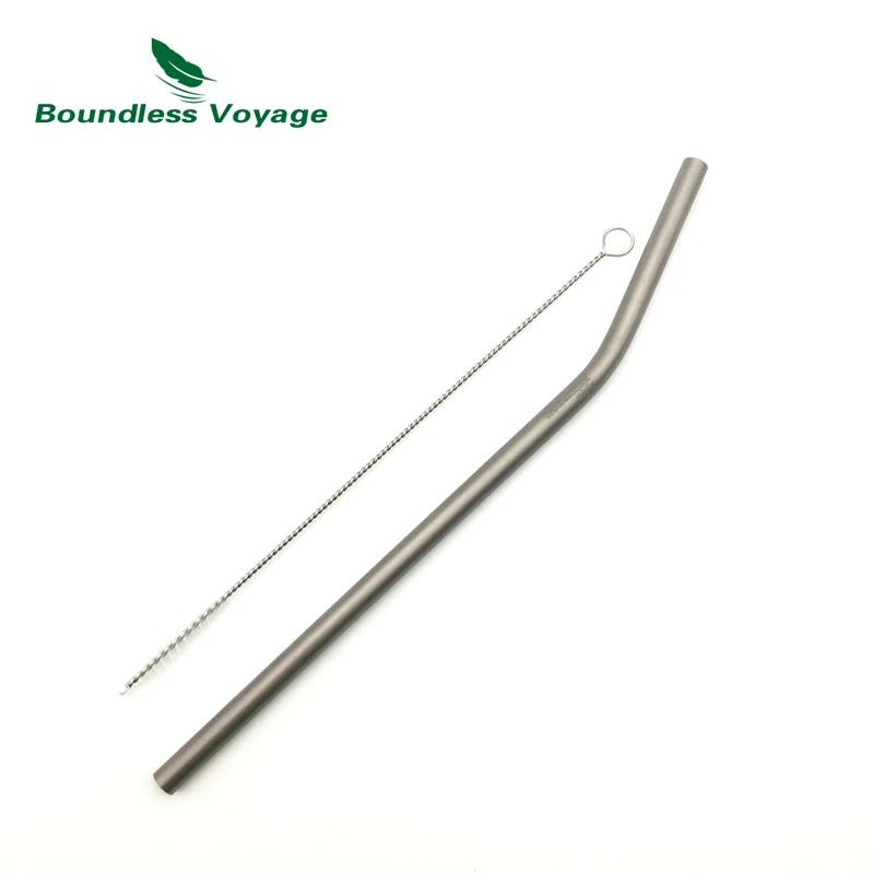 Boundless Voyage Titanium Straw Healthy Crooked with Cleaning Brush Water Flatware Ti1567B | Спорт и развлечения