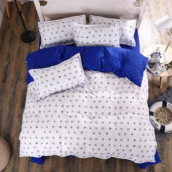

UNIKEA 2016 New Cotton Bedding Sets Soccer Anchor Navy Style Livable Wind Bed Sheets Quilt Cover Pillowcase King Queen Full Twin