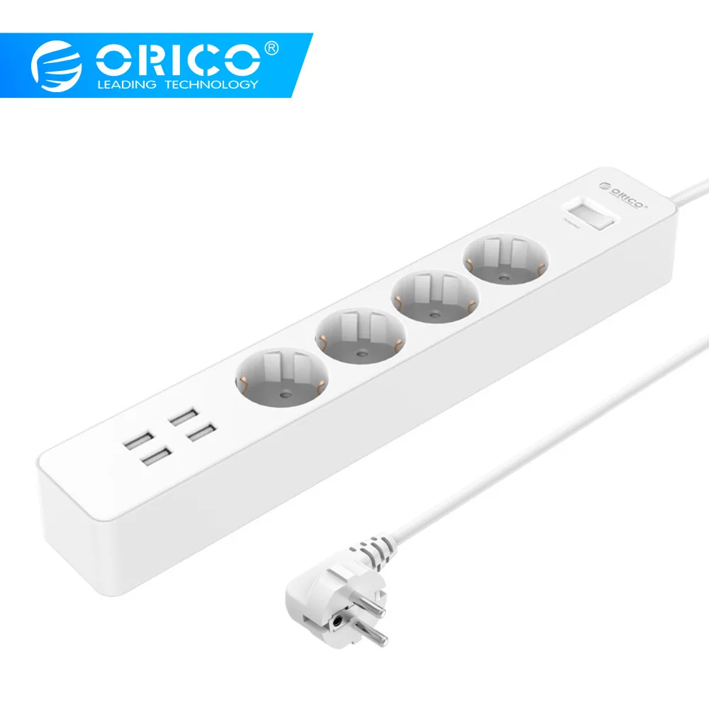 Цена ORICO USB мощность полосы офис ЕС Великобритания стабилизатор напряжения 4 AC Plug Multi Outlet с 2 4 USB зарядное устройство MAX 2500 Вт