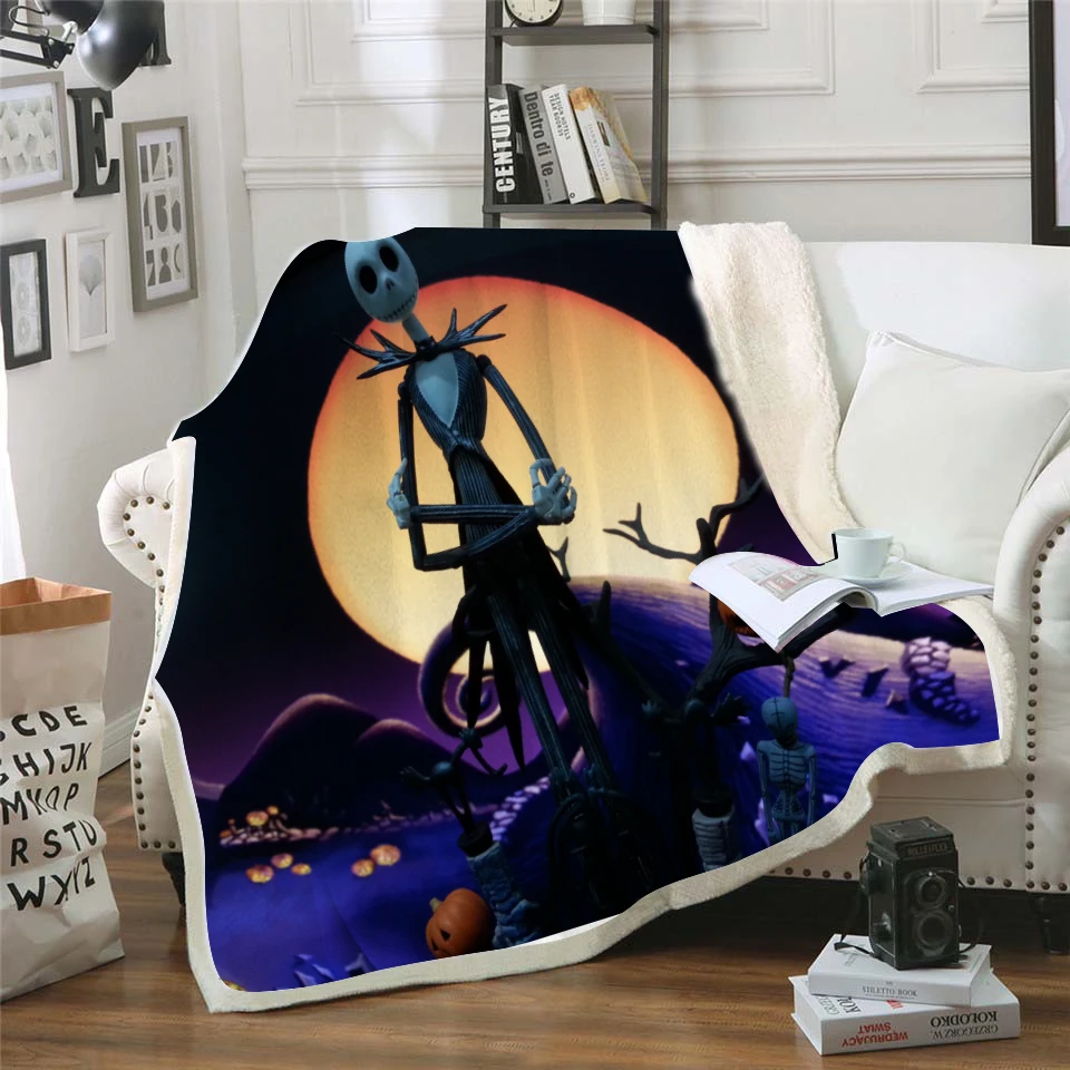 

Nightmare Before Christmas Jack Blanket Purple Valentines Hearts Plush Velvet Kids Warm Sheet Cartoon Office Nap Blanket