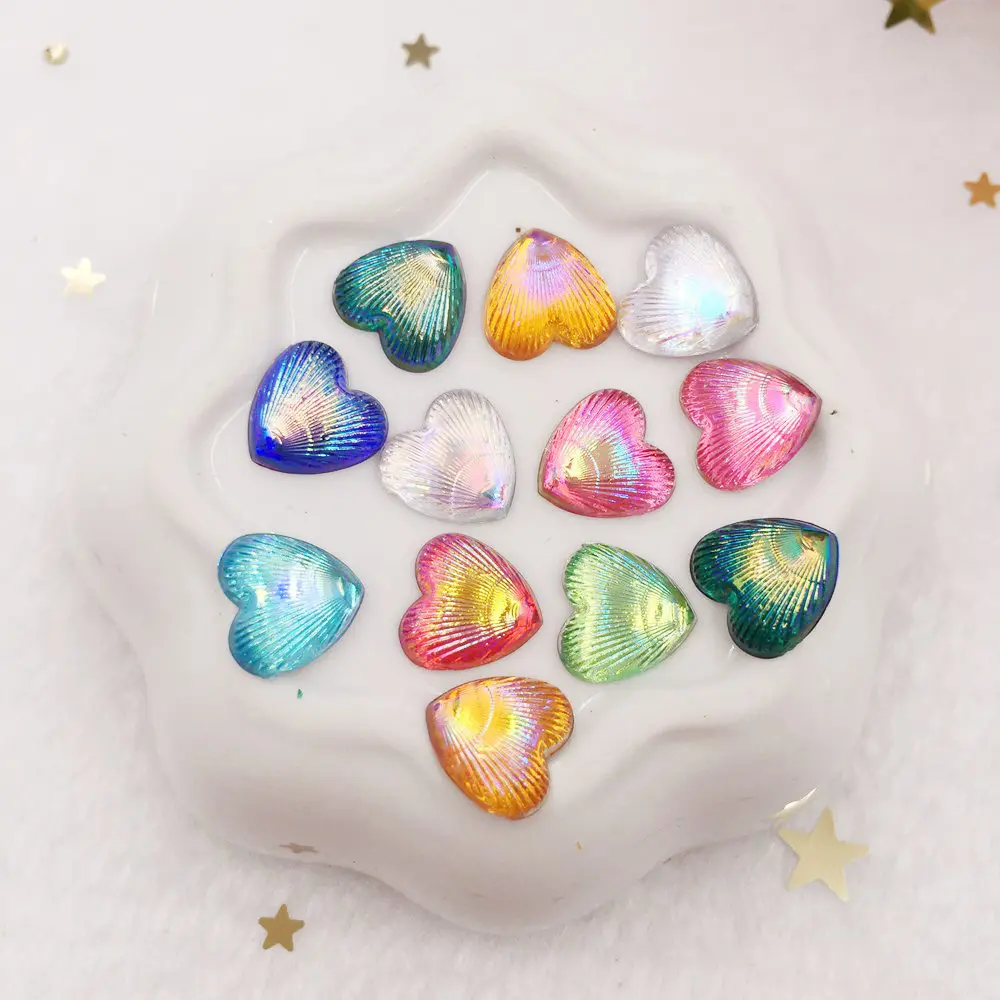 

240pcs mix AB resin shiny 10mm mini shell heart gem Flatback rhinestone applique DIY Wedding scrapbook ornament craft SF609*3