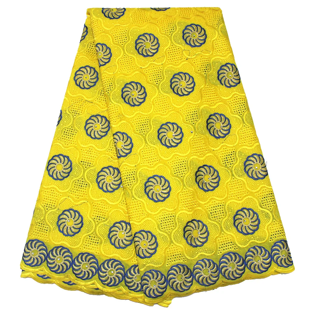 

Yellow African Swiss Voile Lace Fabric High Quality African Cotton Lace Fabric French Nigerian Lace Fabric For Party Dress