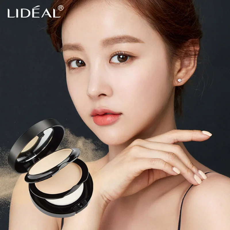 LIDEAL Girl heart silk feeling meticulous natural powder cake Concealer oil control dry wet dual-purpose powder durable makeup