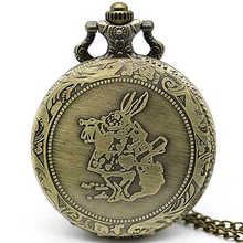 Лучшие продажи Бронзовый кролик и девушка карманные часы кварцевые карманные и Fob часы мужские подарки Белый Для детей TD2108