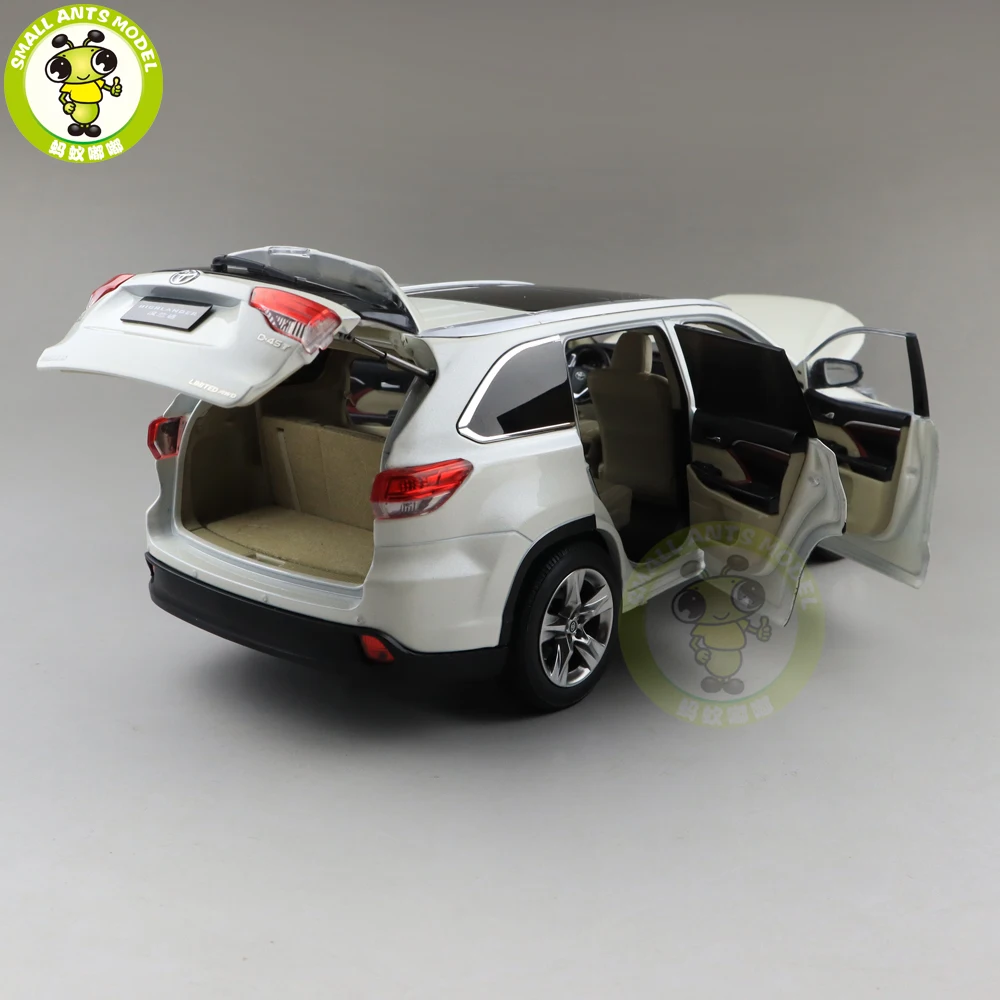 1/18 Highlander литая под давлением модель автомобиля SUV игрушки Детские подарки для мальчиков девочек белый
