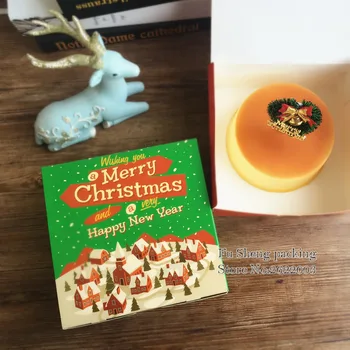

16.5x16.5x6.5cm Christmas Cheese cake, Cheese Cake Paper Box Cookie Container gift Packaging Wedding Christmas Use100pcs/lot