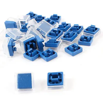 

25 Pcs Square Tactile Button Caps Covers Blue Clear for 12x12x7.3mm Tact Switch