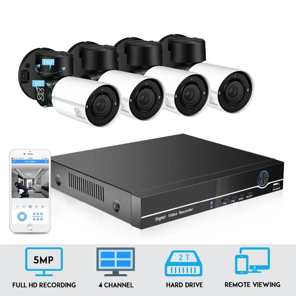 BESDER 48 V PoE NVR CCTV Системы PTZ IP Камера 1080 P 4X зум домашний комплект камер видеонаблюдения H.265 наружного видеонаблюдения, Водонепроницаемый