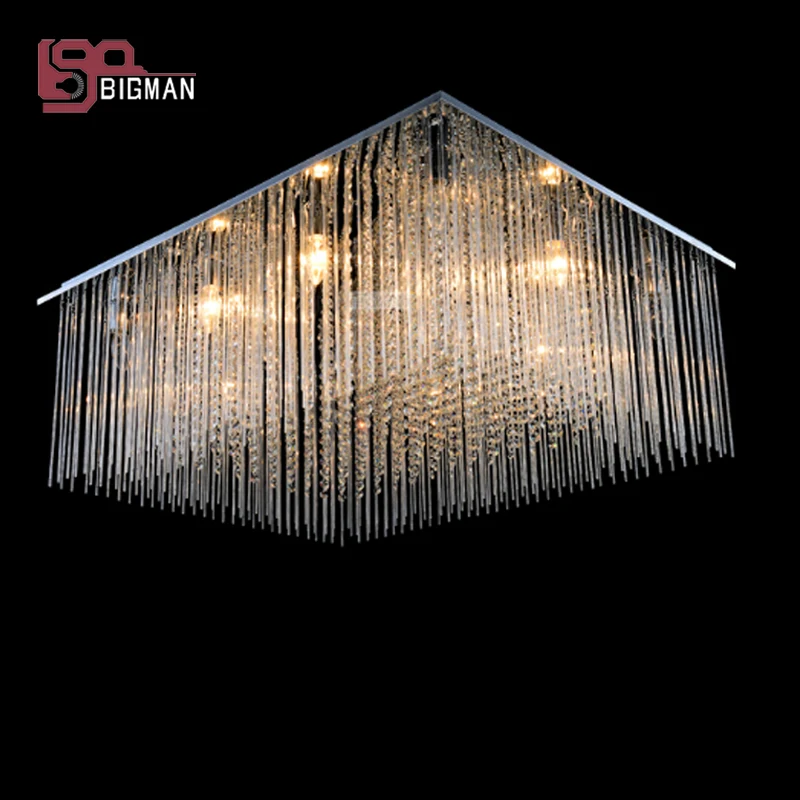 

hot selling rectangular crystal chandelier modern lighting Length 80cm crystal lamp for living room
