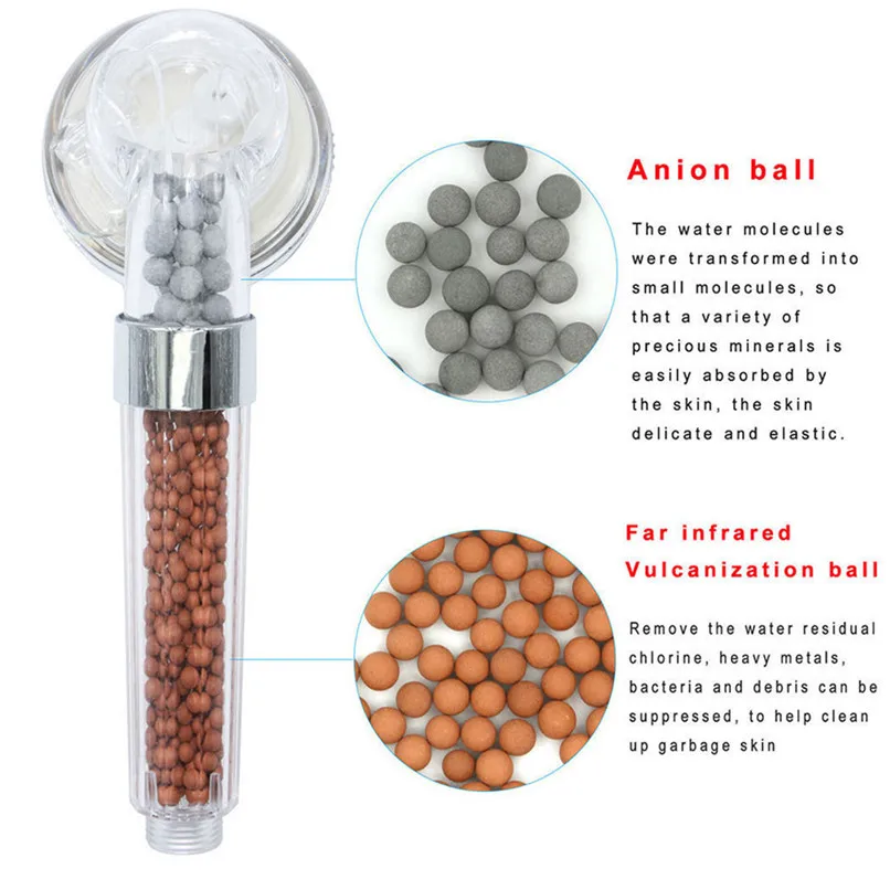 Bath Shower Head High Pressure Boosting Water Saving Filter Balls Beads Utility Bathroom shower #2h22 (5)