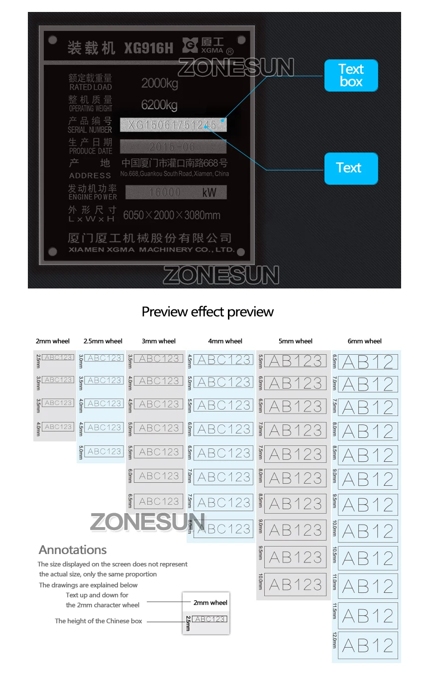 ZONESUN Máquina de Gravar Placas de Identificação de Metal