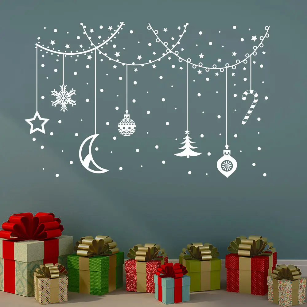 Creative Design Christmas Ball Wall Stickers Holiday Vinyl Removable Home Door Window Decor Art 