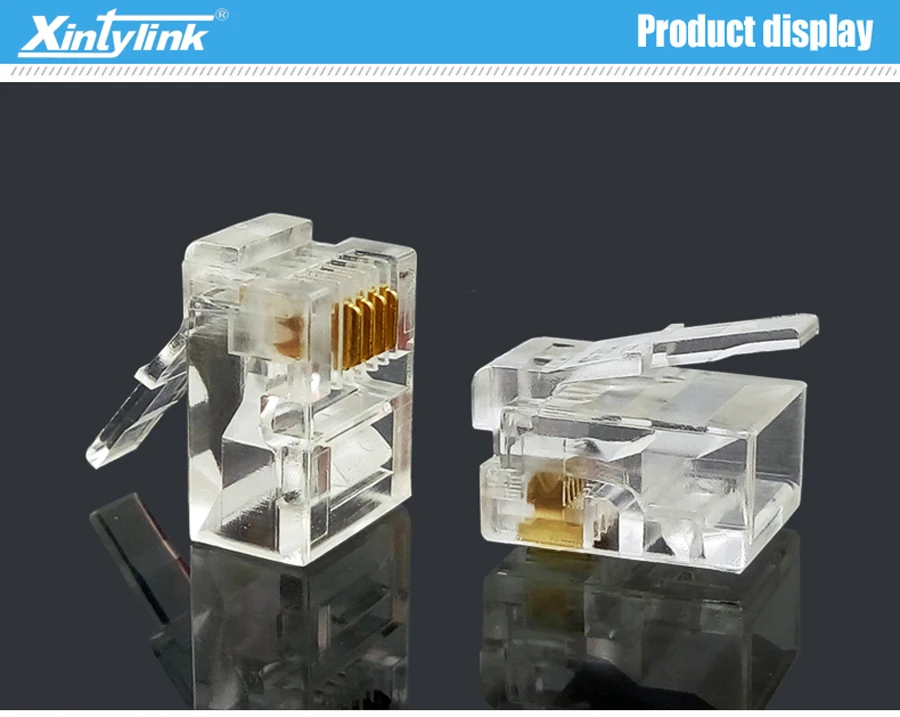 Xintylink rj11 разъем телефонной линии штекер позолоченный 6P4C мужской 4pin модульный кабель терминалы сети Высокое качество 50 шт