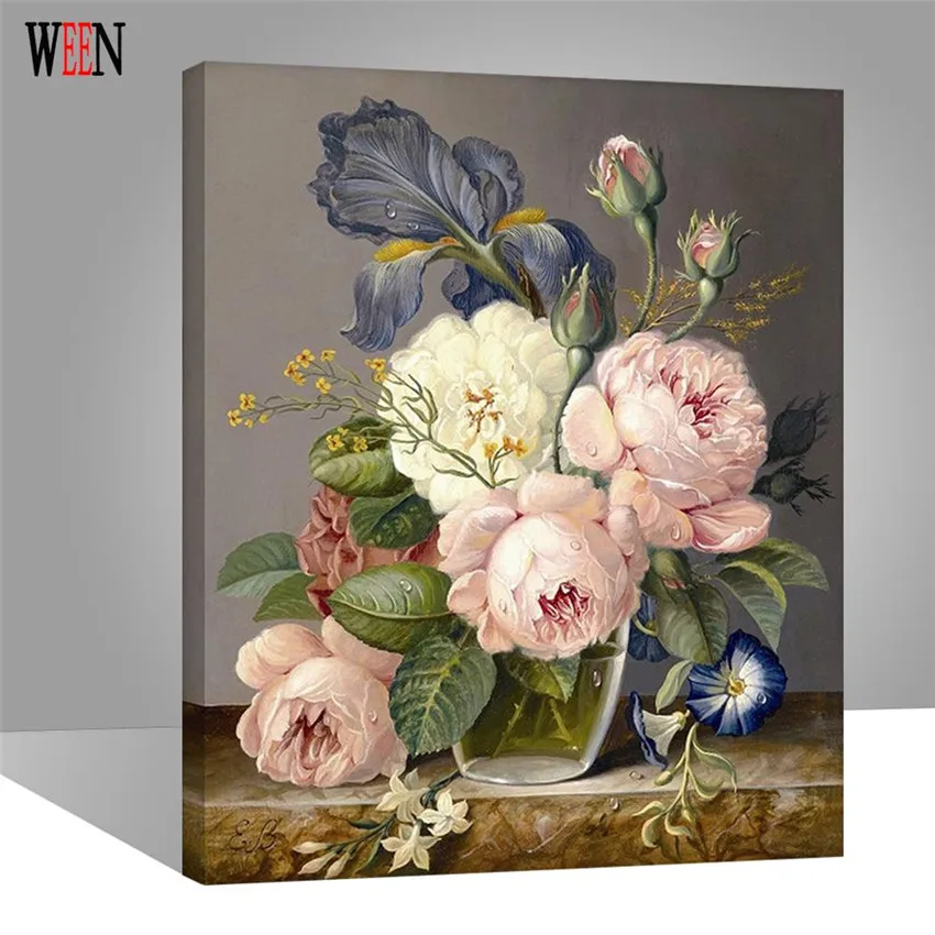 WEEN цифровые Элегантные цветы DIY живопись по номерам, настенная художественная картина для гостиной, настенные картины на холсте 16x20 дюймов