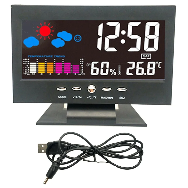 Digital Temperature Hygrometer Clock Thermometer Hygrometer Calendar Temperature Alarm Trend Level Comfortable Weather Station