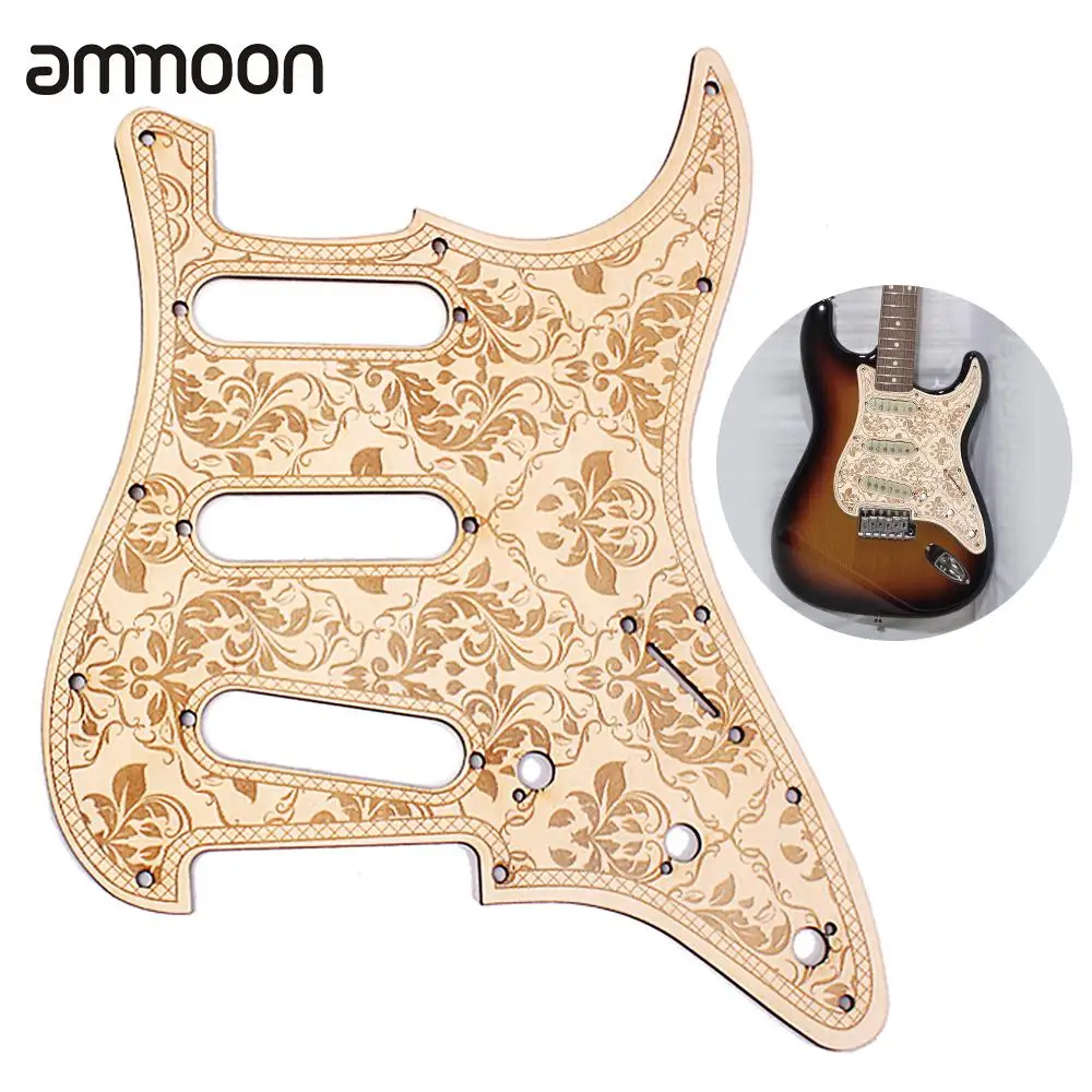 

SSS Wooden Guitar Pickguard Maple Wood with Decorative Flower Pattern for Electric Guitars