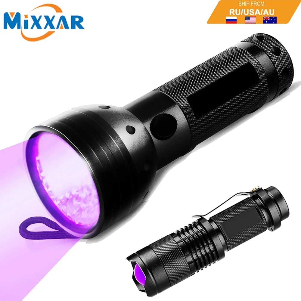 

EZK20 Dropshipping UV Flashlight Black Light LED 395nm Ultraviolet Urine Detector Portable for Pet Stains Scorpions Travel