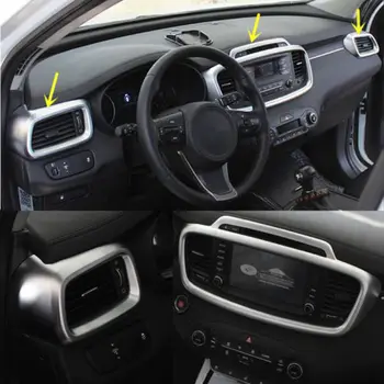 

ABS Chrome Console+Outlet Decorative Frame Trim For Kia Sorento L 2015-2016 3X