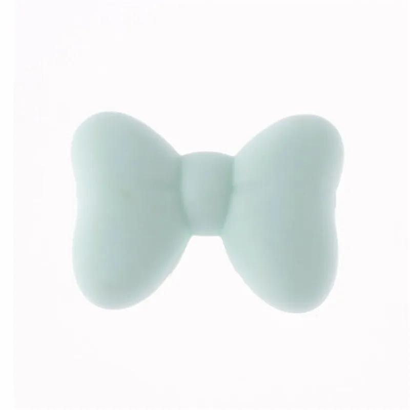 30PCS Bow Silicone Beads Necklace Teething Silicone Pendant Bpa Free Chewing Gum Nurses Bracelets DIY Baby Accessories